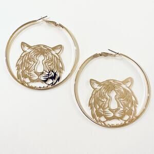 Cincinnati Bengals Tiger Gold Hoop Earrings*